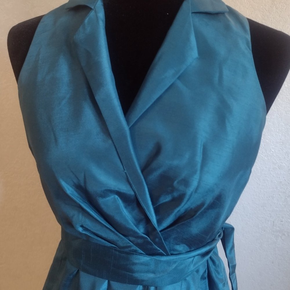 EUC Evan Picone Teal Fit & Flare Teal Cocktail/Party/Wedding Dress 4